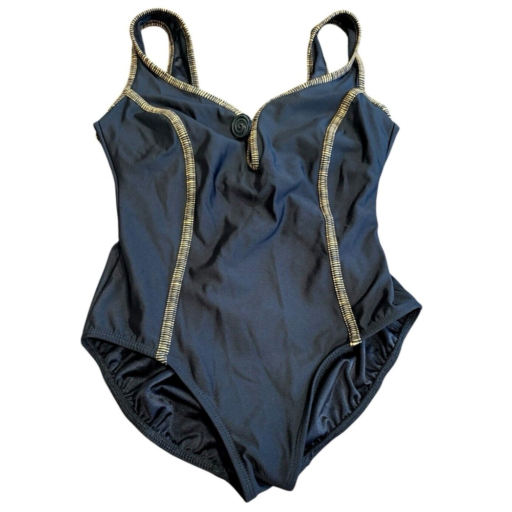 Longitude Swimsuit Take Control Size 10 One Piece‎ Tank Black Brown Soft Cup